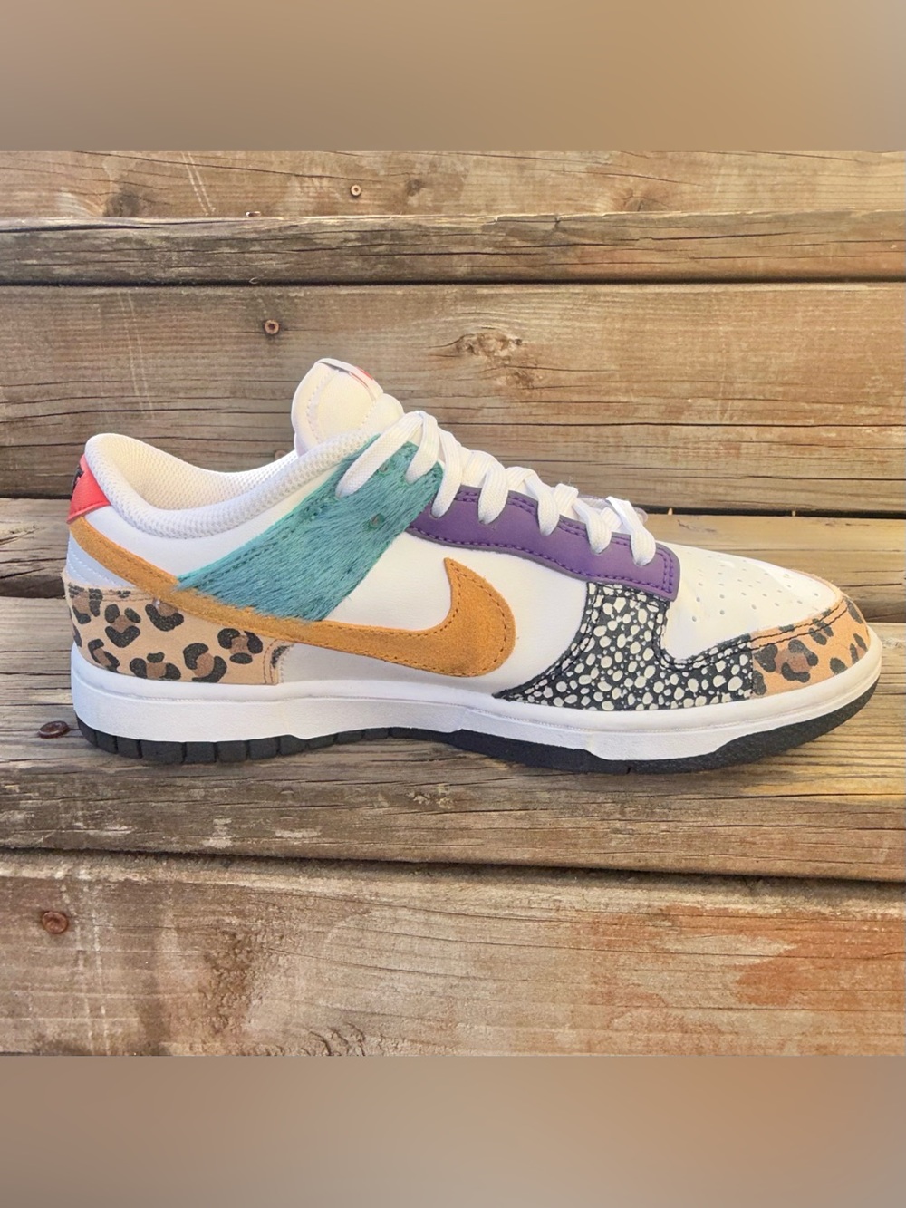 Rare Nike Dunk Low SE Safari Mix Patchwork Animal Print Womenâs 7.5 - Picture 2 of 11
